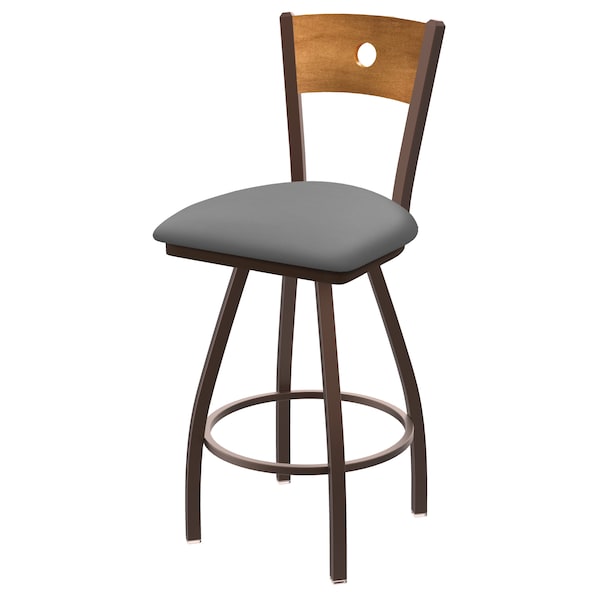 36" Swivel Counter Stool, Black Wrinkle, Med Back, Canter Grey Seat